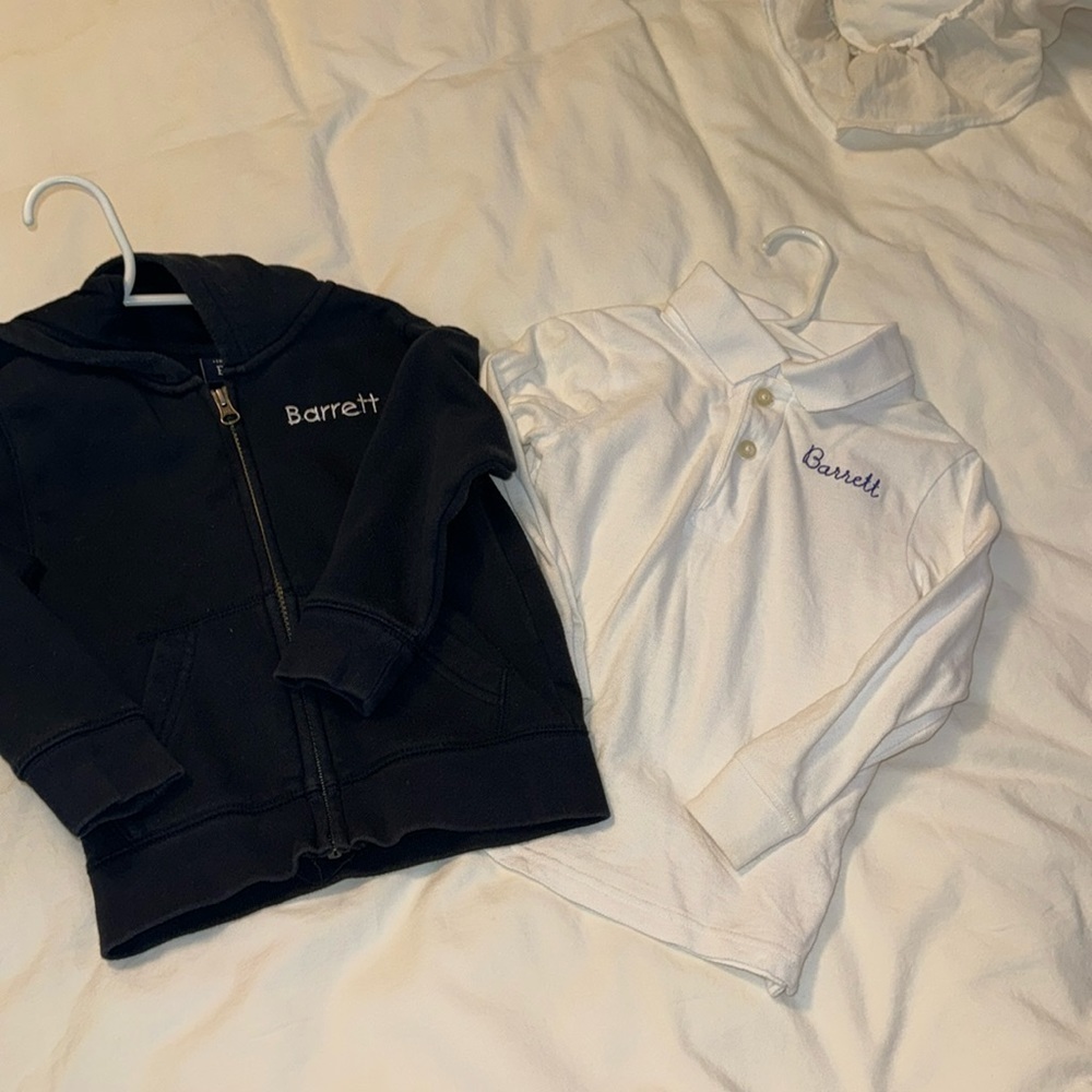 Boys “Barrett” monogrammed zip up jacket & long sleeve polo 3T